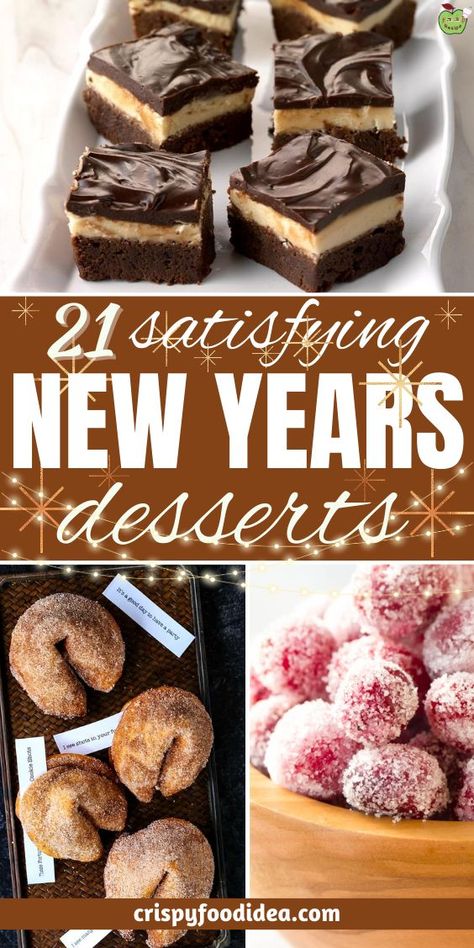 These satisfying new years desserts are perfect for new year celebration and for holidays. Best Desserts For New Years, New Year’s Eve Dessert Recipes, Dessert Recipes New Years, New Year’s Eve Baked Goods, New Years Trifle Desserts, New Years Treats For Coworkers, New Year’s Party Desserts, Nye Party Desserts, New Years Eve Treats Desserts