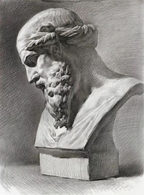 Plaster Drawing, Constructive Drawing, Plaster Ideas, Sculpture Sketch, Classical Drawing, Cast Drawing, Life Drawing Model, Atelier Art, Learn To Sketch