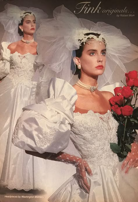 Ann Albrizio Bridal, 1980's. 1980s Bride, Wedding Dresses 80s, 80s Wedding Dress, 90s Wedding Dress, Vintage Bridal Accessories, Vintage Weddingdress, 1980s Wedding, Bridal Veils And Headpieces, Wedding Dresses Taffeta