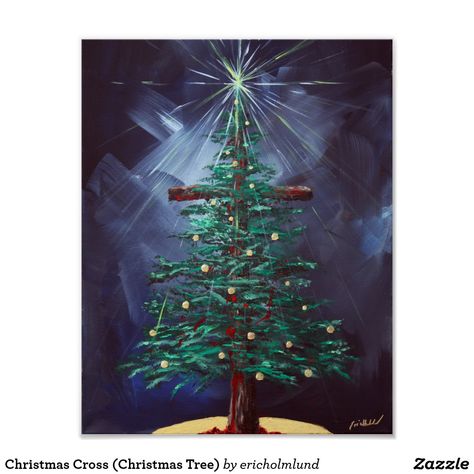 Christmas Diy Tree Decor, Christmas Tree Poster, Diy Tree Decor, Cross Christmas Tree, Tree Poster, Christmas Wallpaper Backgrounds, Christmas Tree Painting, Christmas Canvas, Christmas Paintings