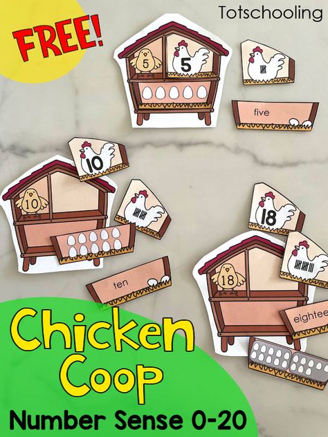 Chicken Kindergarten Activities, Farm Preschool Activities Lesson Plans, Farm Activities For Prek, Chicken Preschool Activities, Farm Math Activities, Farm Theme Preschool Activities, Farm Unit Preschool, Farm Kindergarten, Chicken Math