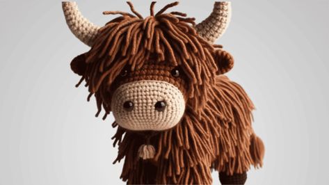 11 Easy And Fun Crochet Animal Patterns - Fun Crochet Patterns Highlander Cow Crochet Pattern Free, Crochet Yak Pattern Free, Western Crochet Patterns Free, Free Highland Cow Crochet Pattern, Amigurumi Highland Cow Free Pattern, Yak Crochet Pattern, Highland Cow Amigurumi Free Pattern, Crocheted Highland Cow, Highland Cow Pattern