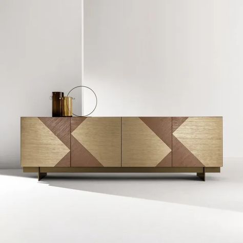 Sideboards & Units | Luxury Custom Furniture | Laurameroni Wooden Credenza, Stylish Sideboards, Credenza Design, Side Board, Kitchen Concepts, Sideboard Designs, Sideboard Console, Sideboard Storage, Gold Top