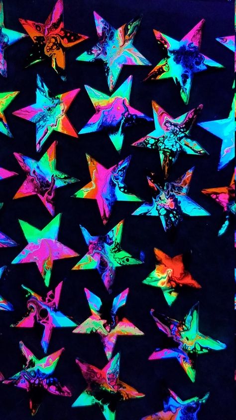 Rainbow Pics, Black Light Room, Star Wallpapers, Stars Designs, Neon Stars, Rainbow Stars, Stars Wallpaper, Tie Dye Crafts, Rainbow Room