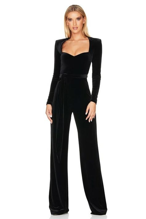 Prom Jumpsuit Classy, Jumpsuit Elegant Formal, Formal Black Jumpsuit, Formal Attire For Women, Prom Jumpsuit, Black Jumpsuit Outfit, Black Velvet Jumpsuit, Concert Attire, Black Tie Attire