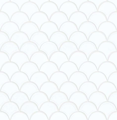 CS99V Geoscape Scalloped Scale Fan Tile Glazed Ceramic Mosaic 00100 White White Flooring, Mermaid Tile, Victoria 1, Ceramic Mosaic, Ceramic Mosaic Tile, Mosaic Wall Tiles, Ceramic Fish, White Floors, Tiles Texture