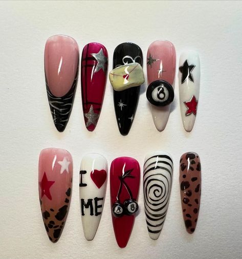 i ❤️ me ⭐️🌀💌 ib: pinterest #pressons #smallbusiness #nailinspo #iloveme #nynails I Love Me Nails, Homemade Cuticle Oil, Y2k Inspired Nails, Press Ons Nails, Acrylic Nail Designs Coffin, Girl Heaven, Nails Gel Nails, Nails Stiletto, Nail Prep