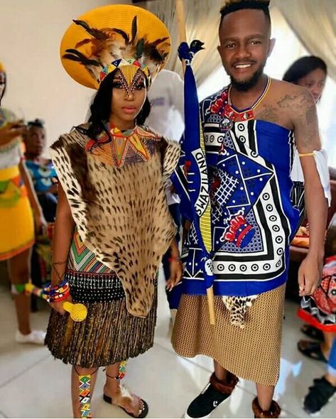 Clipkulture | Yolanda Vilakazi and Husband In African Traditional Zulu and Swati Wedding Attire Zulu Attire, Zulu Traditional Wedding Dresses, Zulu Bride, Zulu Traditional Wedding, Zulu Traditional Attire, Zulu Wedding, Native Outfits, South African Traditional Dresses, Couples African Outfits