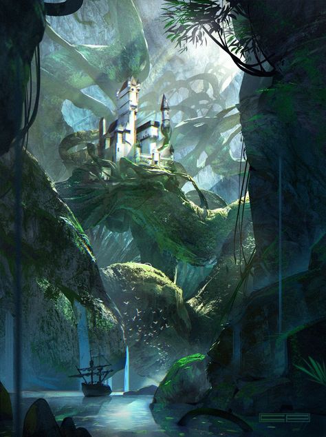 ArtStation - Tree Castle, Claudio Pilia Concept Art Landscape, Half Demon, Illustration Fantasy, Landscape Concept, 다크 판타지, Fantasy Forest, Fantasy City, Fantasy Setting, Fantasy Places