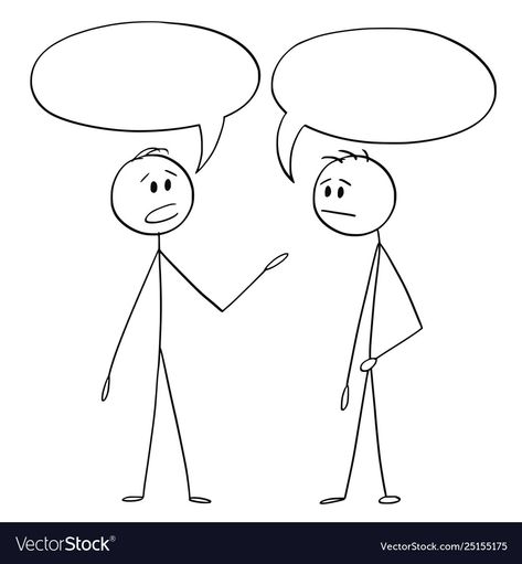 Two Man Talking Drawing, Stick Figure Illustration, Two Person Talking Drawing, Stick Figures Drawing, Talk Drawing, Drawing Talking, Cartoon Talking, Two People Talking, Talking Drawing