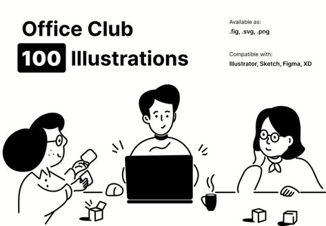 Office Club Illustration pack - Notion-style art directions and illustrations Club Illustration, The Office Characters, Doodle People, Business Cartoons, Office People, Illustration Simple, Portrait Cartoon, Photo Website, Website Illustration