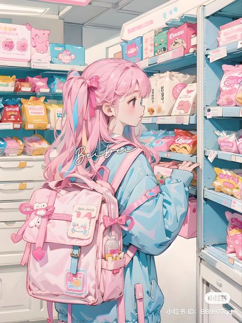 Vaporwave Art, Anime Canvas Art, Parallel Universe, Anime Canvas, Cute Little Drawings, Kawaii Wallpaper, Girls Cartoon Art, Kawaii Drawings, Kawaii Art