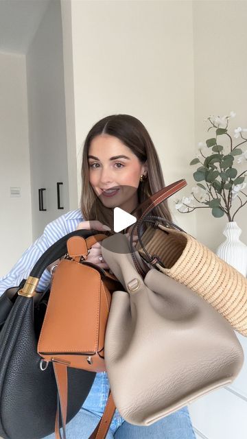 Jessie Willis on Instagram: "My most worn handbags 👜 my preferences for handbags are quiet luxury, no loud labels, good quality & price point, and neutral/wearable styles 

1. @polene_paris cyme mini 
2. @loewe Paula Ibiza raffia 
3. @songmont_official Luna regular
4. @loewe puzzle bag small (this classic is discontinued, the “edge” is the new version)
5. @polene_paris numero neuf regular taupe 

#capsulewardrobe #handbagcollection #fashiontips #stylestaple #springfashion #springstyle #neutralstyle #irishblogger #dubaiblogger" Polene Taupe Bag, Polene Cyme Mini Taupe, Polene Mini Cyme Bag, 2025 Bag Trends, Songmont Luna Bag Outfit, Quiet Luxury Bag, Songmont Luna Bag, Polene Neuf Mini, Polene Handbag