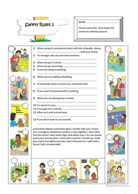 SAFETY RULES - English ESL Worksheets for distance learning and physical classrooms Rules For Kindergarten, Shiloh Book, Divisibility Rules Worksheet, Zero Conditional, First Conditional, Work Energy And Power, Conceptual Physics, Safety At Home, Safety Rules For Kids