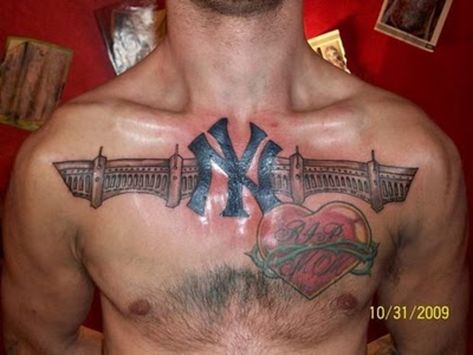 Yankees Tattoo Ideas, New York Yankees Tattoo, Yankees Tattoo, Baseball Tattoos, Marilyn Monroe Tattoo, Puzzle Tattoos, Sport Tattoos, New York Tattoo, Fan Tattoo