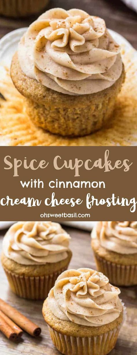 Frosting For Spice Cake, Spice Cake Cupcakes, Cupcakes Cinnamon, Frost Cupcakes, Cinnamon Frosting, Cinnamon Cream Cheese, Fall Cupcakes, Cupcakes Recipes, Delicious Cupcakes