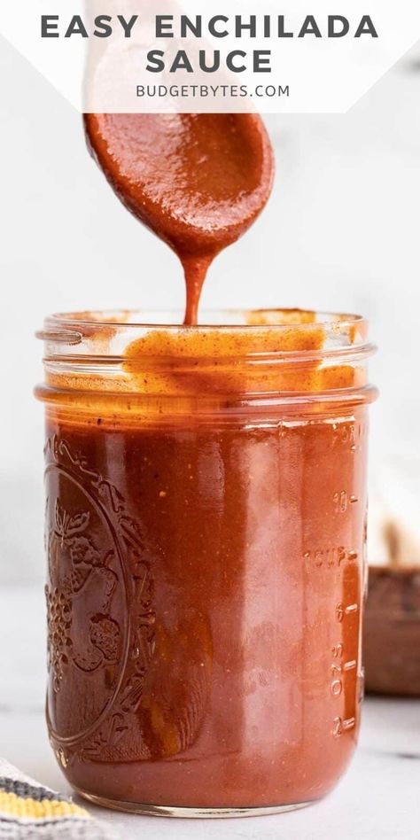 Easy Homemade Enchilada Sauce - Budget Bytes Pulled Pork Sauce, Homemade Barbecue Sauce Recipe, Bbq Sauce Homemade Easy, Make Bbq Sauce, Best Barbecue Sauce, Homemade Bbq Sauce Recipe, Homemade Barbecue, Bbq Chicken Sandwich, Homemade Bbq Sauce