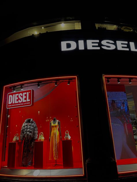 Diesel Aesthetic, Barcelona Ideas, Diesel Fashion, Diesel Brand, Business Things, Art Shopping, Diesel Store, Aesthetic Shop, At Home Store