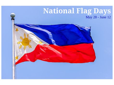 National Flag Days are observed from May 28 to June 12 to commemorate the first unfurling of the Philippine flag after the defeat of the Spanish forces in the battle of Alapan, Imus, Cavite by the Philippine Revolutionary Army. It was only formally presented to the public on June 12, 1898. Since president Fidel V. Ramos issued Executive Order No. 179, every Filipino is encouraged to display the Philippine flag in their homes, offices, establishments, schools, etc. throughout this period. Phillipines Flag Aesthetic, Rizal Park Manila, Pilipinas Flag, Wikang Pambansa, Flag Of The Philippines, Batman Party Decorations, Philippine Culture, Beautiful Philippines, Rizal Park