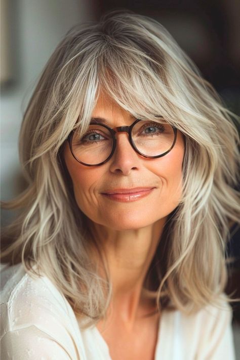 Choppy Bobs For Fine Hair Over 50, Shortish Haircuts For Women, No Bangs Shag Haircut, Chunky Bangs Medium Hair, Blonde Hair For Older Women Over 50 Long Hairstyles, Med Length Hair With Curtain Bangs, Dana Perino Hair, Medium Length Hair With Layers Side Part, Long Hair Styles For 50+ Women