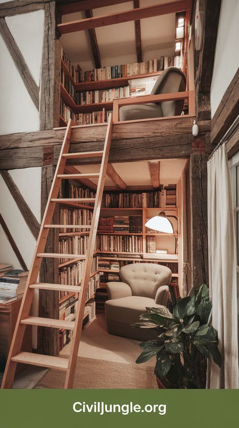 Dreaming of a perfect reading nook? Here are 12 inviting nook design ideas that transform any corner into a reader's paradise. With cozy seats, thoughtful lighting, and personalized decor, you can create a warm and inspiring space perfect for losing yourself in a good book. Dormer Book Nook, Loft Reading Nook, Rustic Reading Nook, Wall Nooks, Attic Reading Nook, Nook Design Ideas, Oxford House, Nook Design, House Library