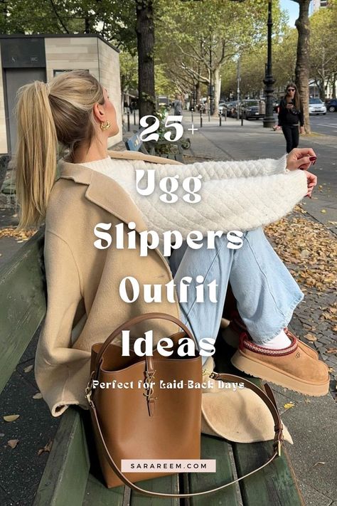 Looking for the perfect Ugg Slippers Outfit inspo? Get ready to stay comfy, cute, and cozy this fall and winter 2024 season with these chic, trendy outfit ideas! Whether you're into black leggings, a baddie look, or the cozy vibes of the Tasman platform and Scuffette slippers, we’ve got you covered. From fuzzy and fluffy Uggs to pink, tan, and grey styles, these Ugg slippers outfit ideas are the ultimate in casual, laid-back fashion. Ugg Slippers Aesthetic Outfits, Ugg Outfit Inspiration, Ugg Tasman Leggings Outfit, Trench Coat Outfit With Uggs, Casual Day Outfits Fall 2024, What To Wear With Ugg Tasman Slippers, Uggs Outfit Tasman, Ugh Tasman Outfit Ideas, Platform Uggs Outfit Tasman