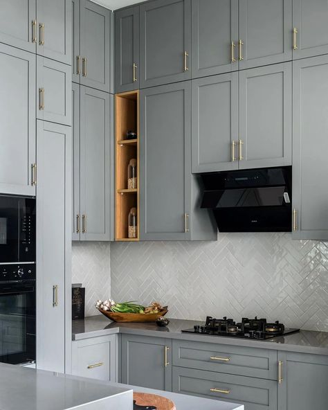 Kitchens with gray cabinets