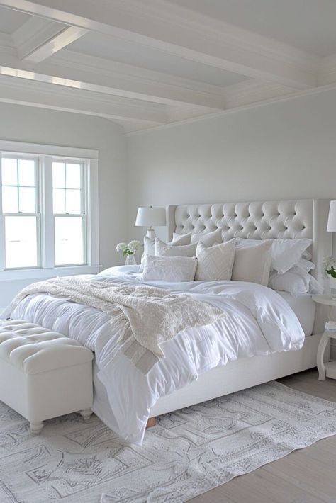 White Bed Aesthetic, Modern White Furniture, White Bedroom Furniture Sets, Money Woman, White Bedroom Set Furniture, Win Lotto, Beige Bedroom Decor, Modern White Bedroom, White Bedrooms