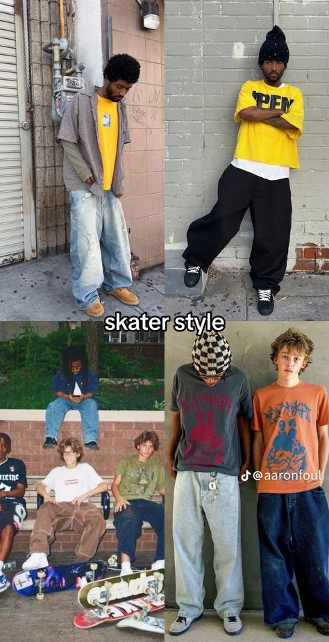 Men Outfit Collage, Skate Style Boy, Guys Streetwear, Emo Boy Outfit, Outfit Ideaa, Skate Outfit, Roller Skating Outfits, Sick Clothes, Cool Kids Clothes