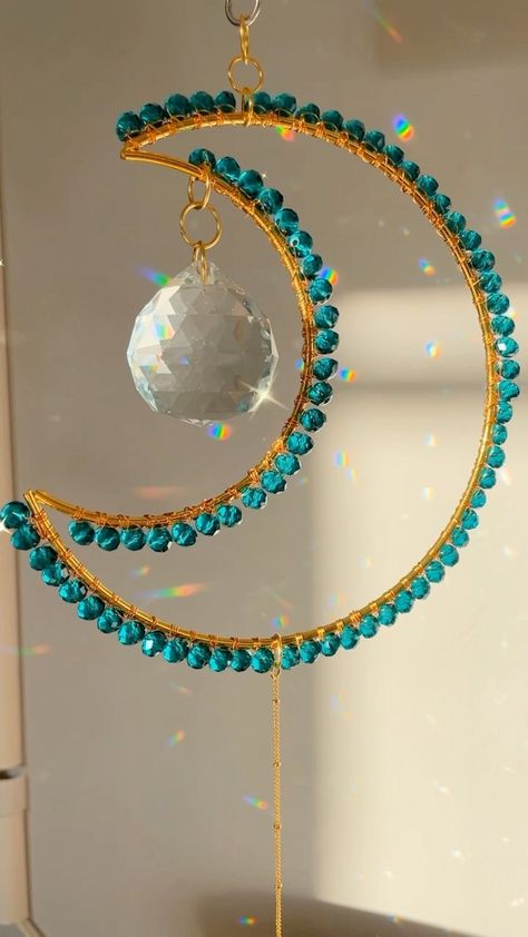 Ocean Dream Catcher, Ocean Suncatcher, Crystal Suncatchers, Sun Catcher, Suncatchers, Crescent, Dream Catcher, Turquoise Necklace, Rainbow