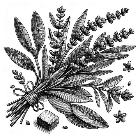 Sage sprigs with flowers sketch Ink illustration of sage for packing candles or soap | Premium AI-generated vector Sage Sprig Tattoo, Sage Tattoo Flower, Sage Illustration, Packing Candles, Sage Tattoo, Flowers Sketch, Sketch Ink, Flower Sketches, Free Business Card Mockup