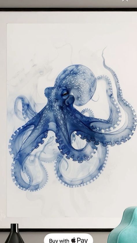 Watercolour Sea Creatures, Octopus Drawings, Watercolour Octopus, Octopus Tentacles Art, Nature Tattoo Ideas, Octopus Art Print, Cool Nature, Octopus Illustration, Sea Drawing