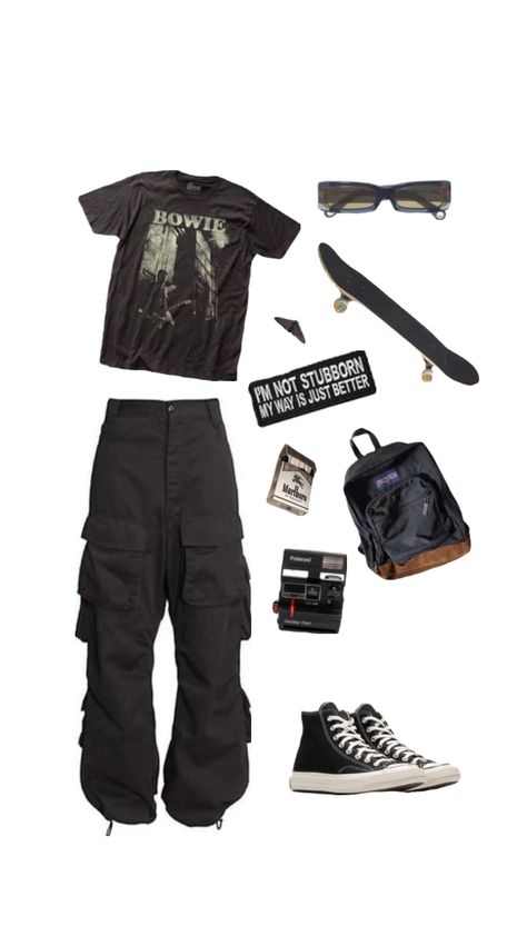 #aesthetic #outfit #outfitinspo #vintage #grunge #black #maleoutfit #siriusblack #rockstar #male #skater Grunge Outfits 90s Summer, Grunge Male Outfits, Skater Aesthetic Outfits, Dark Grunge Outfits, Outfit Inspo For Men, Rockstar Aesthetic Outfits, Grunge Outfits 90s, Shuffles Aesthetic, Clothes Grunge