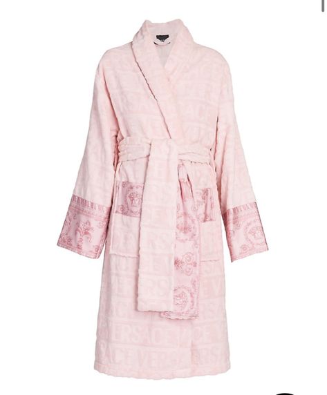 Versace Bathrobe, Cotton Bathrobe, Luxury Robes, Versace Pink, Versace Logo, Medusa Head, Donatella Versace, Gianni Versace, Shawl Collar