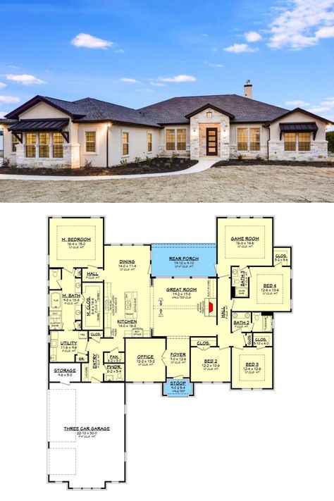 4 Bedroom House Plans Ranch Style, Floor Plans For Ranch Style Homes Layout, Floor Plans For 4 Bedroom House Layout, Eight Bedroom House Plans, Single Story House Floor Plans 4000 Sq Ft, Ranch Homes Plans, Single Level Ranch Style Homes, Single Floor 4 Bedroom House Plans, Single Story House Layout