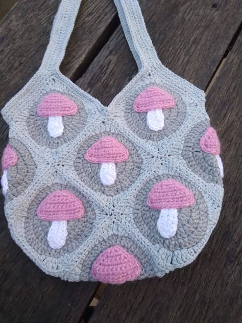 Mushroom Handmade Bag,Mushrom Bag,Granny Square Mushroom Bag,Tote Bag by RazgradSeo on Etsy Granny Square Mushroom, Crochet Mushroom Granny Square, Mushroom Granny Square, Crochet Mushroom Bag, Mushroom Handmade, Pastel Mushroom, Sac Granny Square, Mushroom Bag, Cute Small Bags