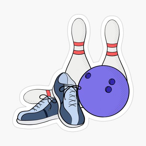 Get my art printed on awesome products. Support me at Redbubble #RBandME: https://www.redbubble.com/i/sticker/Pins-ball-and-shoes-for-bowling-by-shopdiego/145180554.EJUG5?asc=u Bowling Stickers, Bowling Party, Team Player, Bowling, Science Poster, Sticker Design, Stranger Things Fanart, Sell Your Art, My Art