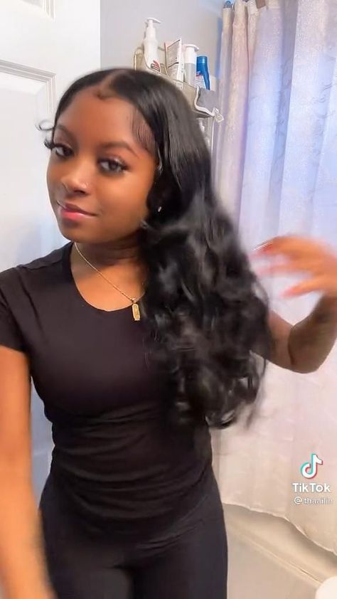 Sew In W Leave Out, Prom Hairstyles For Long Hair Curly Ponytail, Middle Part Sew In With Leave Out Edges, Styles To Do With Sew Ins, Middle Part Outfit, Red Clip In Hair Extensions Black Women, Middle Sew In With Leave Out, Ways To Style A Sew In, See In With Leave Out Middle Part