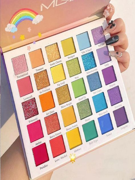 Colorful Eyeshadow Palette, Rainbow Eyeshadow, Rainbow Eyes, Stylish Makeup, Rainbow Candy, Stage Makeup, Brighten Skin Tone, Long Lasting Makeup, Eye Shadow Palette