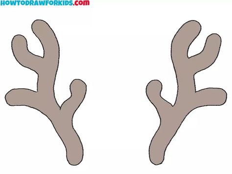 How to Draw Reindeer Antlers - Easy Drawing Tutorial For Kids Reindeer Tail Diy, How To Draw Antlers, How To Draw Deer Antlers, Reindeer Drawing Easy, Deer Antlers Drawing, Reindeer Antlers Template Free Printable, Reindeer Antlers Template, Raindeer Drawing Reference, Easy Reindeer Drawing