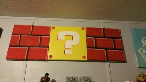 Mario brick canvases 12" x 12" canvases hand painted for any custom mario scene  Get your own custom piece here https://www.etsy.com/shop/NorthEastKustoms Gaming decor perfect for any gamer or mancave Playstation Xbox Xbox360 ps3 ps4 Nintendo Wii nes Sony sega Mario Bros Painting Canvas, Video Game Painting Canvas, Mario Art Painting, Nintendo Painting Ideas, Fortnite Painting Canvas, Mario Acrylic Painting, Mario Painting Ideas, Nerdy Painting Ideas, Mario Painting Canvases