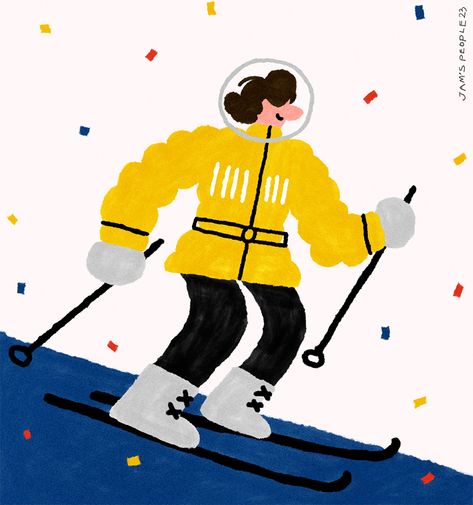 Skiing Art, Ski Club, Sport Poster Design, Illustration Advertising, Winter Illustration, Sport Poster, Ski And Snowboard, Graphic Design Illustration, Pattern Art