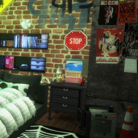 a dingy teenage bedroom links to the cc used in this pic can be found at the link in my bio, or copy/paste this link: https://savagemagician3.tumblr.com/dingyteenageroom #sims4 #ts4build #grungesims #sims4bedroom #messybedroom Messy Bedroom, Sims 4 Bedroom, Primal Scream, Teen Boy Room, Sims4 Cc, Teenage Bedroom, Teen Boy, Copy Paste