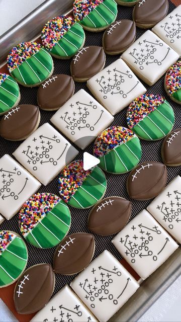 Homecoming Cookies Decorated, Football Decorated Cookies, Football Cookies Decorated, Glitter Cookies, Diy Cookie Decorating, Football Sugar Cookies, Cookie Decorating Tools, Icing Consistency, Icing Tutorials