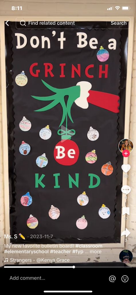 Grinch Classroom Bulletin Board, Grinch Bulletin Board Ideas Christmas, The Grinch Door Decorating Contest, Grinch School Door, Grinch Bulletin Board Ideas, Grinch Bulletin Board, Christmas Board Ideas, Counselor Door, School Counselor Bulletin Boards