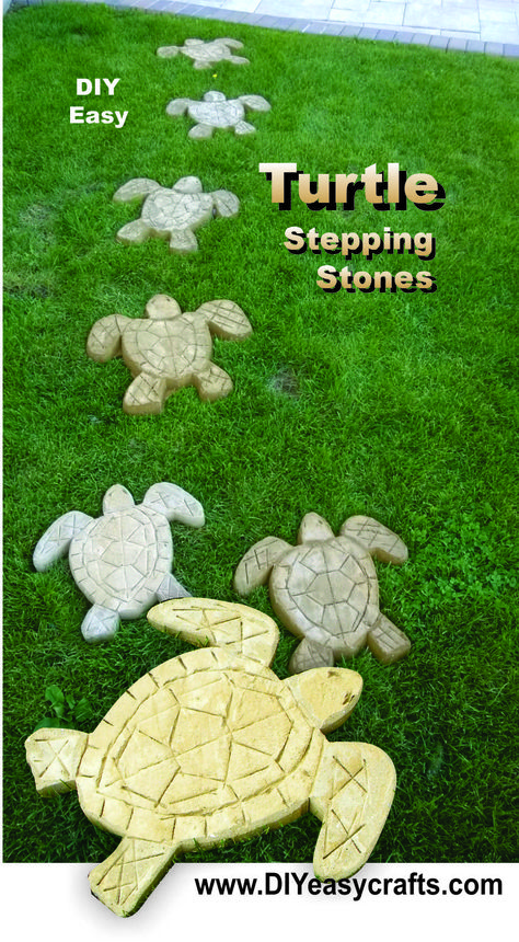 How to make Turtle Stepping Stones. Now you can easily make a mold for these turtle shaped cement stepping stones. Create a unique nautical themed pathway or just use the concrete turtles as a decorative piece in your garden or lawn. Check us out on the web http://www.diyeasycrafts.com/ Turtle Stepping Stones, Backyard Crafts, Concrete Stepping Stones, Stepping Stones Diy, Turtle Decor, Garden Stepping Stones, Easy Backyard, Backyard Diy, Concrete Crafts