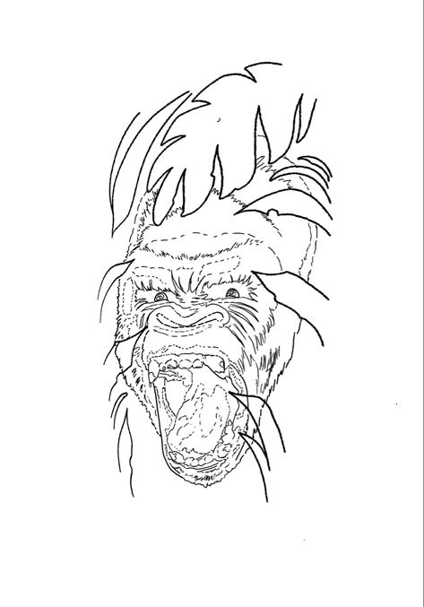 Made this for a tattoo I did trecently. Feel free to use this to help save some time. Gorilla Tattoo Stencil, Gorilla Stencil, Jungle Tattoo, Gorilla Tattoo, Tattoo Outline Drawing, Cowgirl Art, Tattoo Sketch, Vintage Cowgirl, Tattoo Stencil