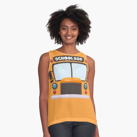 Get my art printed on awesome products. Support me at Redbubble #RBandME: https://www.redbubble.com/i/top/Funny-School-Bus-Dress-Up-Truck-school-bus-driver-Costume-by-mustafa93/48108555.6AQD3?asc=u Bus Driver Costume, Usa Funny, School Bus Driver, Funny School, Sleeveless Top Designs, Bus Driver, Top Funny, School Humor, School Bus