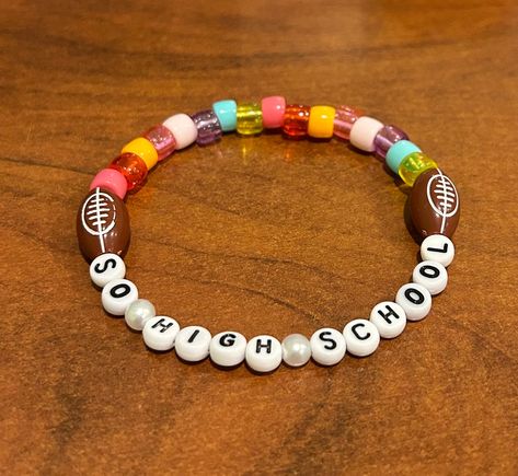 Calling all Tayvis stans! 🏈 If you're a fan of the iconic first Tayvis song, So High School, or are on the edge of your seat waiting for Taylor content during football season, this bracelet's for you. This bracelet is personalizable and made to order, meaning you choose the size that will work for you and I make it after you order!  If you need help figuring out your size, consult the sizing chart on the second to last picture. If you need a size other than the ones displayed in the dropdown me School Bracelets, Taylor Swift Fan Club, Friendship Bracelets With Beads, Taylor Swift Concert, Taylor Swift Fan, Football Season, Work For You, On The Edge, Friendship Bracelet