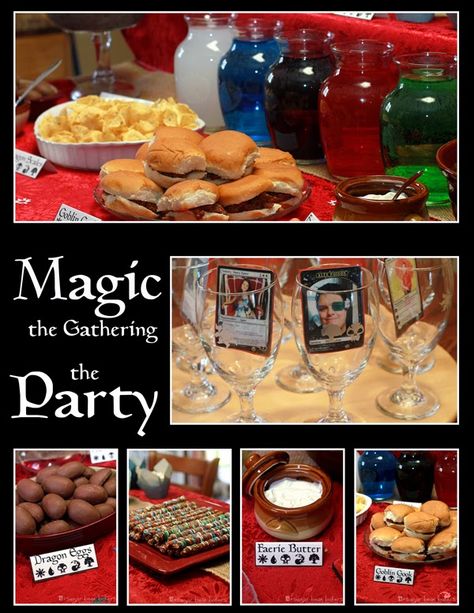 { Magic The Gathering Party } Sugar Bean Bakers Magic The Gathering Party, Magic Card Game, Nerd Party, Geek Party, Dragon Birthday Parties, Fantasy Party, Magic Birthday, Magic Party, Dragon Birthday